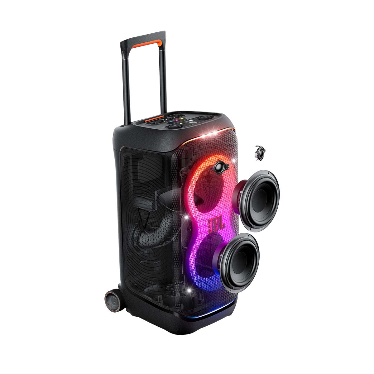 Caixa de Som JBL PartyBox Stage 320 Bluetooth Portátil Com Show de Luzes e Resistente a Respingos 240W RMS Preta