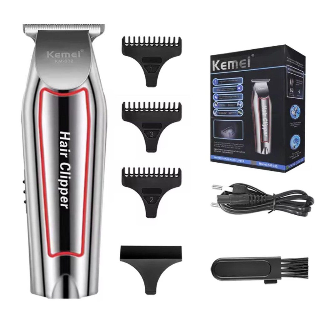 Maquina Acabamento Cortar Cabelo Barba E Pelos Kemei 032