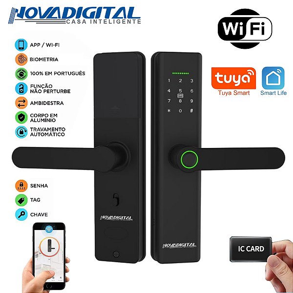 Fechadura Eletrônica Inteligente Digital Com Biometria Senha Pro Wi-fi