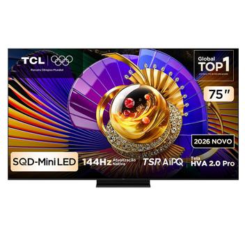 Smart TV 4K TCL TOP Premium SQD-Mini LED 75 Polegadas com Processador AiPQ Pro Dolby Vision 144Hz Google TV - 75C7L