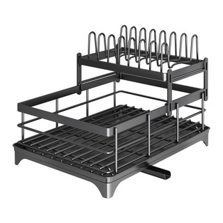 Escorredor de Louça Rack De Cozinha 2 Andares Preto haosin