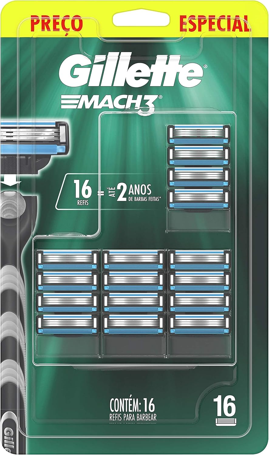 Gillette Mach3 - Refil Para Barbear, 16 Unidades