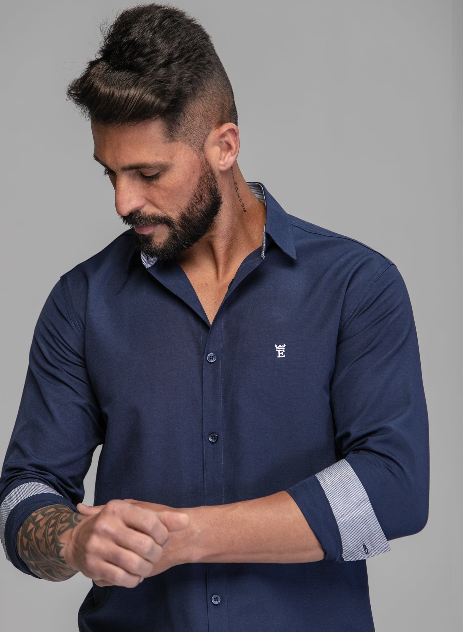 Camisa Masculina Slim Fit Polo Wear Marinho Gg