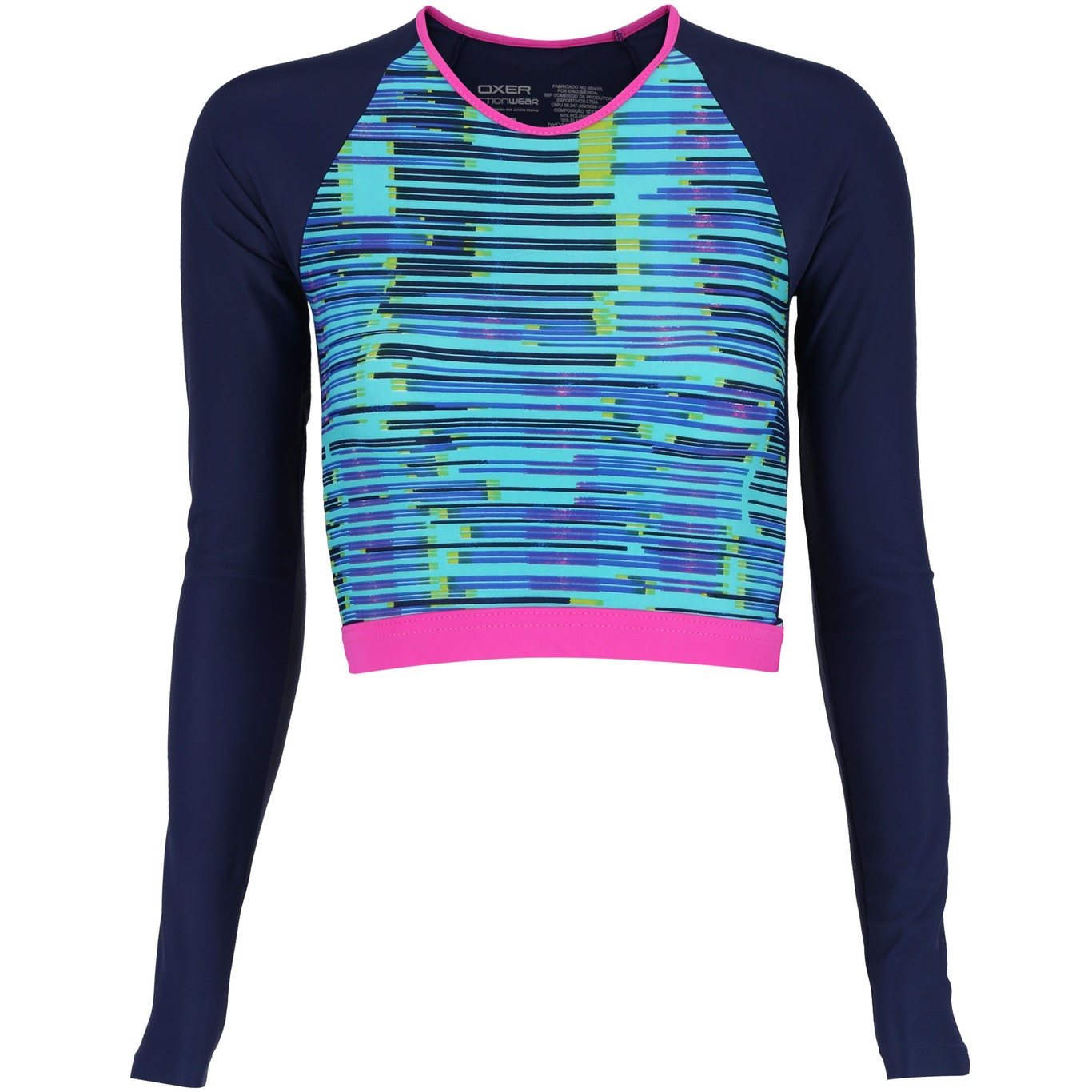 Cropped Feminina Poliamida Manga Longa Blusa Proteção Uv