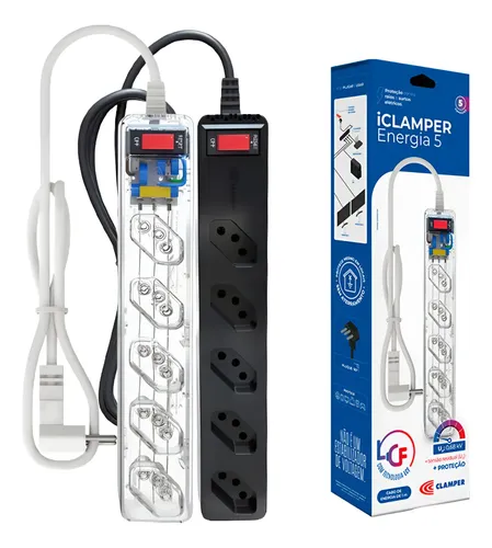 iCLAMPER Energia 5 com Tecnologia LCF para 5 Tomadas