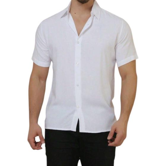 Camisa De Botão Masculina Manga Curta Social Verão Slim