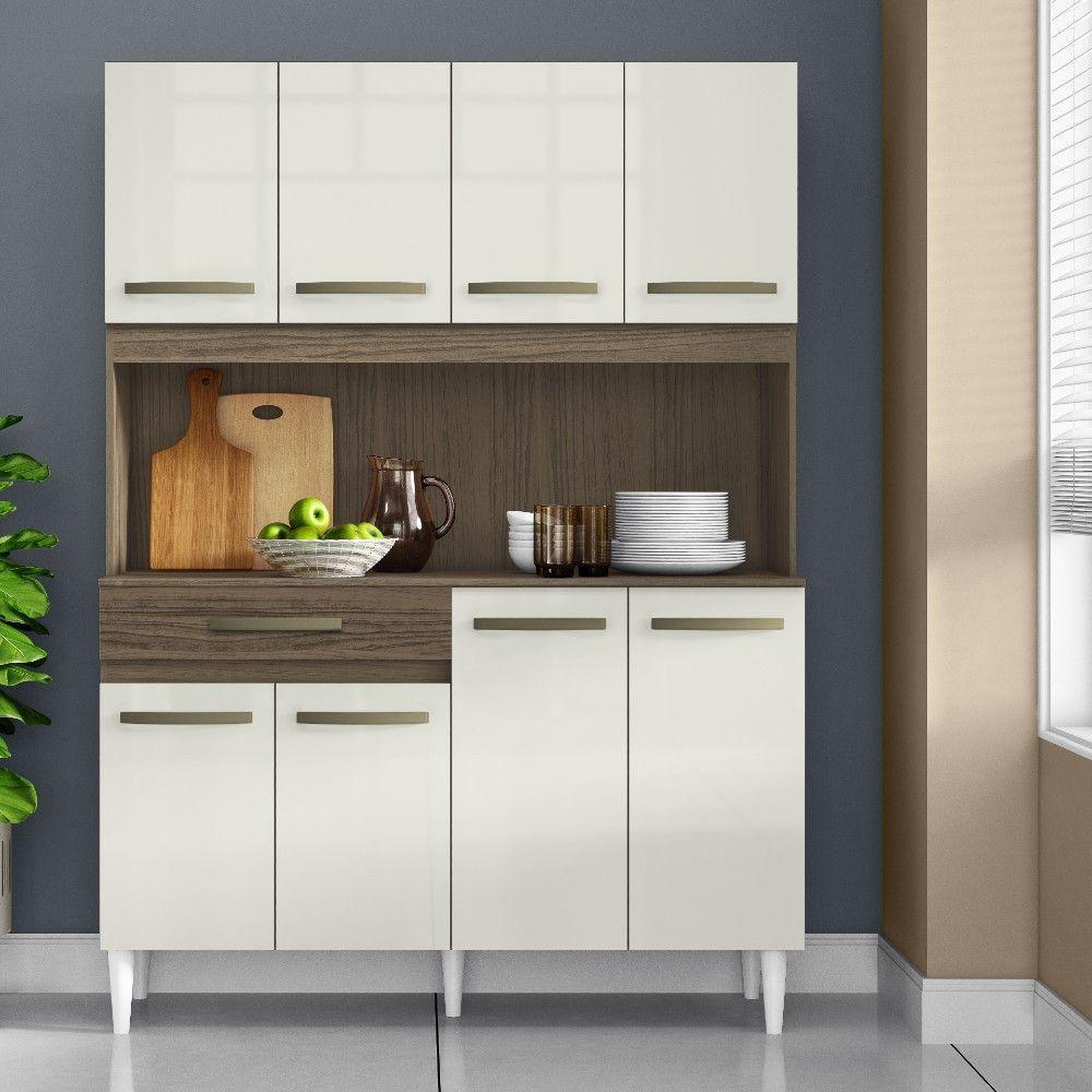 Cozinha Compacta Aramóveis Prime Com Balcão 8 Portas 1 Gaveta
