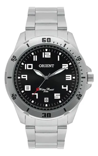 Relógio De Pulso Orient Mbss1155a Com Correia De Aço Inoxidável Cor Prata - Fundo Preto
