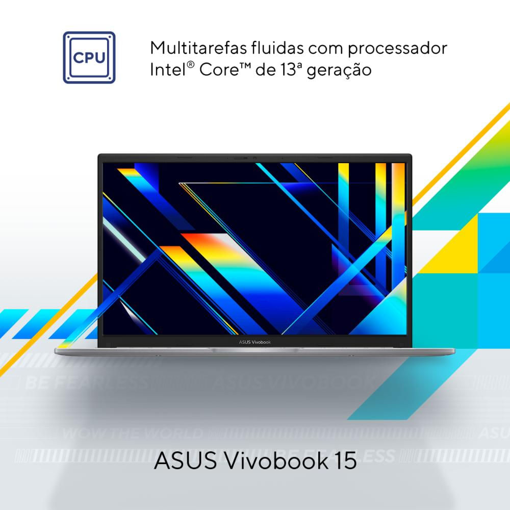 Notebook ASUS Vivobook 15 i5-1334U, 16GB Ram, 1TB SSD, Intel Iris Xe, Tela 15,6" FHD, Linux KeepOS