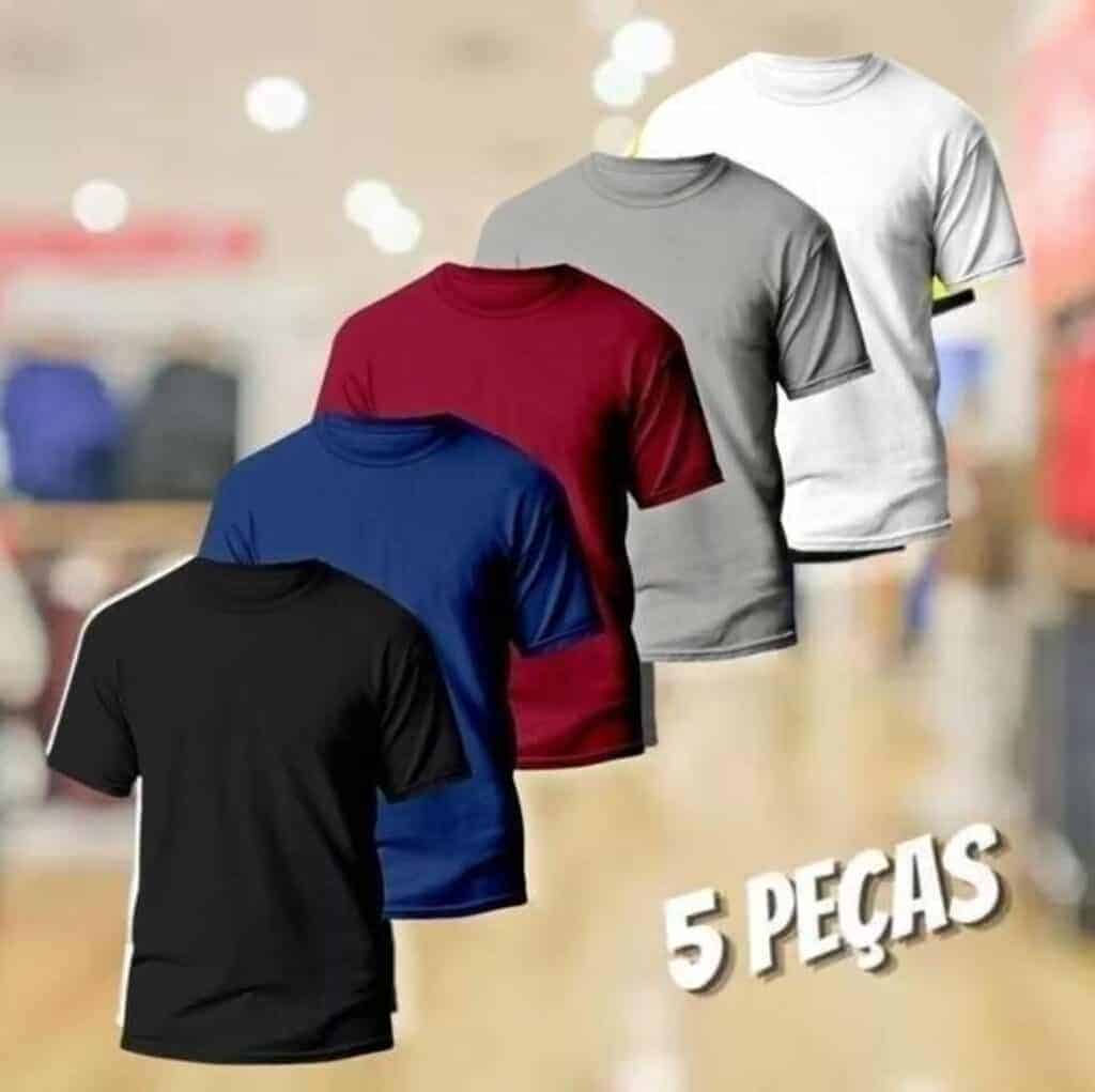 Kit 5 Camisetas Básicas Masculina Dry Fit Lisa Tradicional