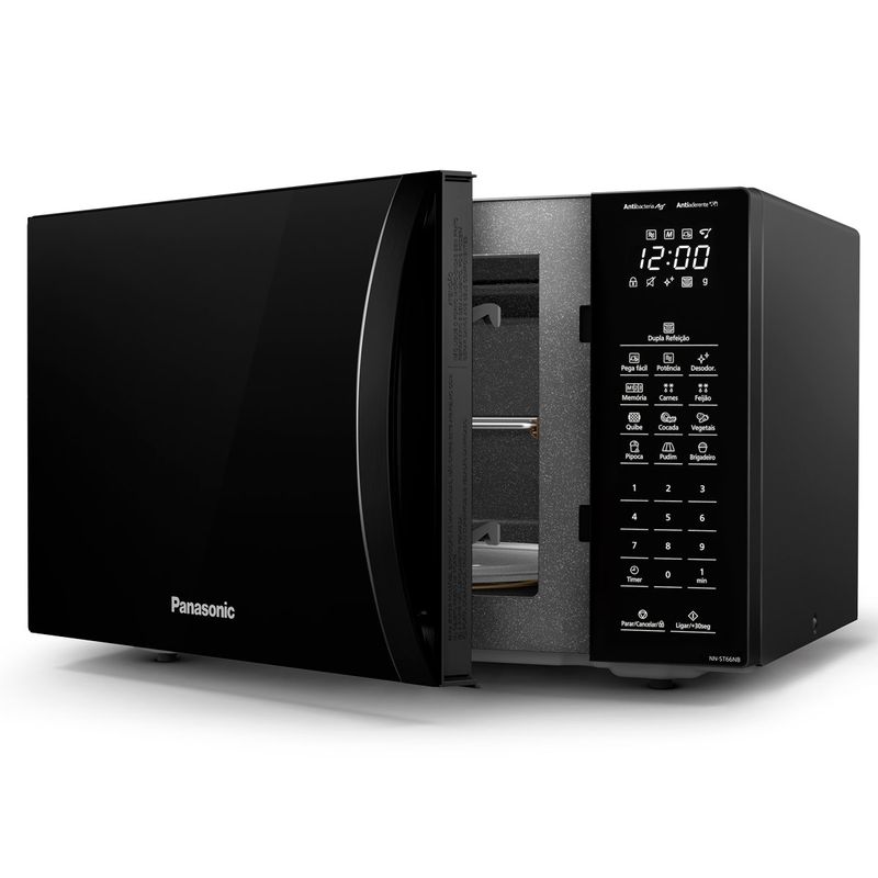Microondas Panasonic Dupla Refeição 34l Black Glass - Nn-st66nbru 220v