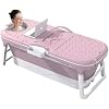 VG PLUS Banheira Ofurô Dobrável Portátil Adulto 117 Cm Com Suporte Vg+ Rosa