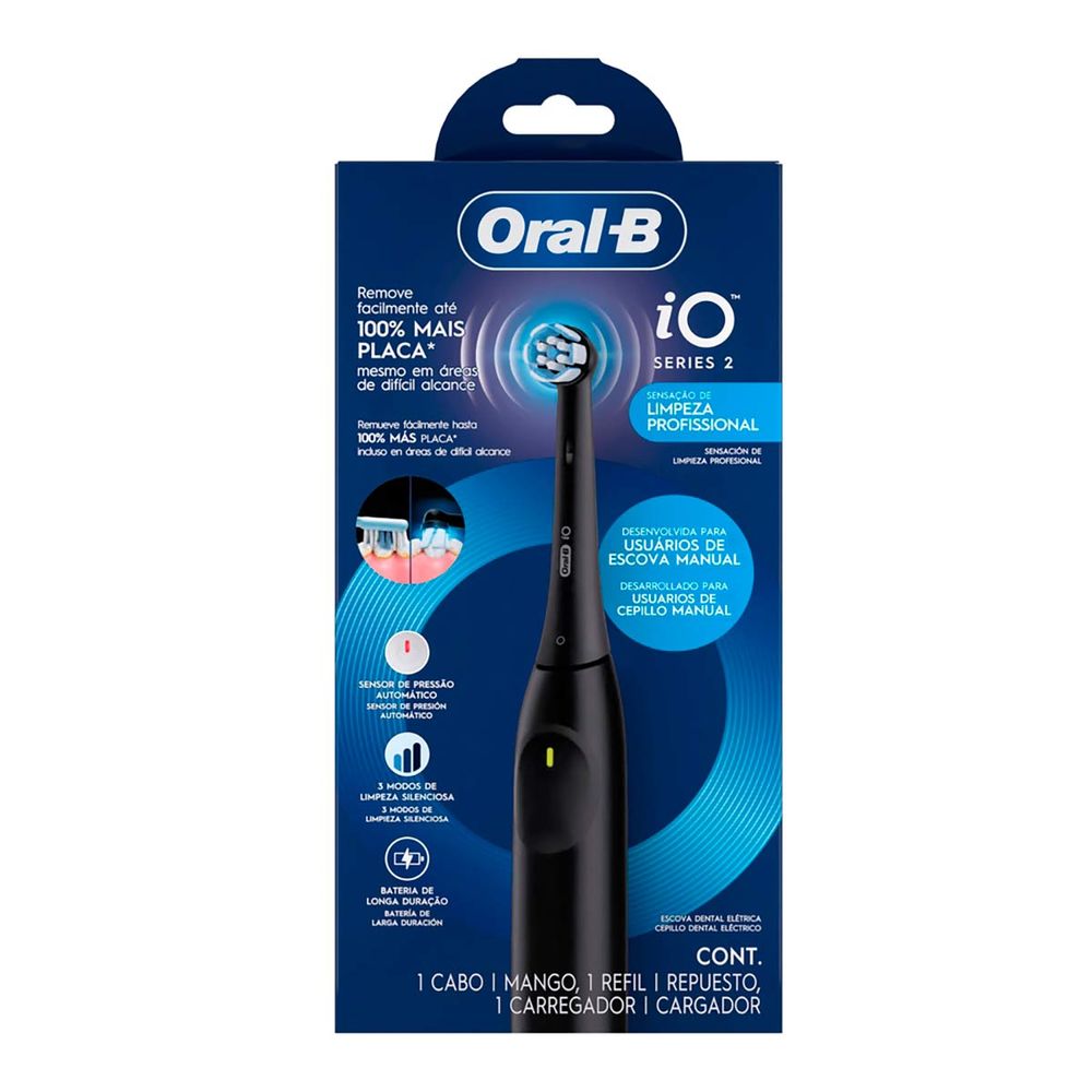 Oral-B Escova De Dente Elétrica IO2, 1 Cabo + 1 Refil + Carregador