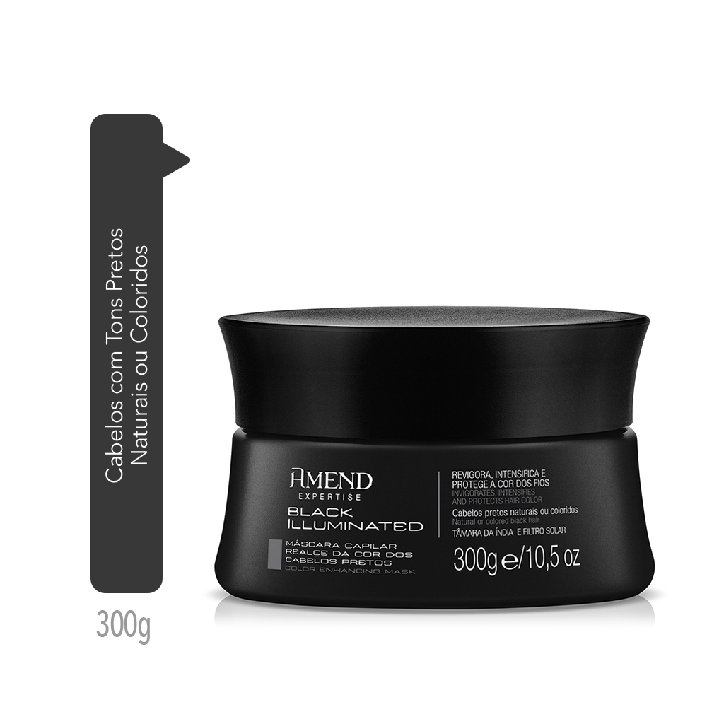 Máscara Amend Expertise Realce da Cor Black Illuminated Cabelos Pretos 300g