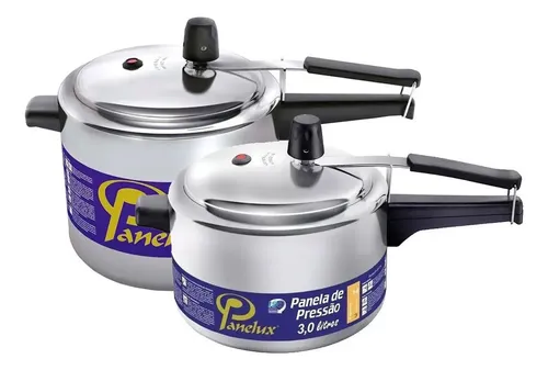 Kit 2 Panelas De Pressão 3,0 E 4,5 Lt Polida Classic Panelux Cinza
