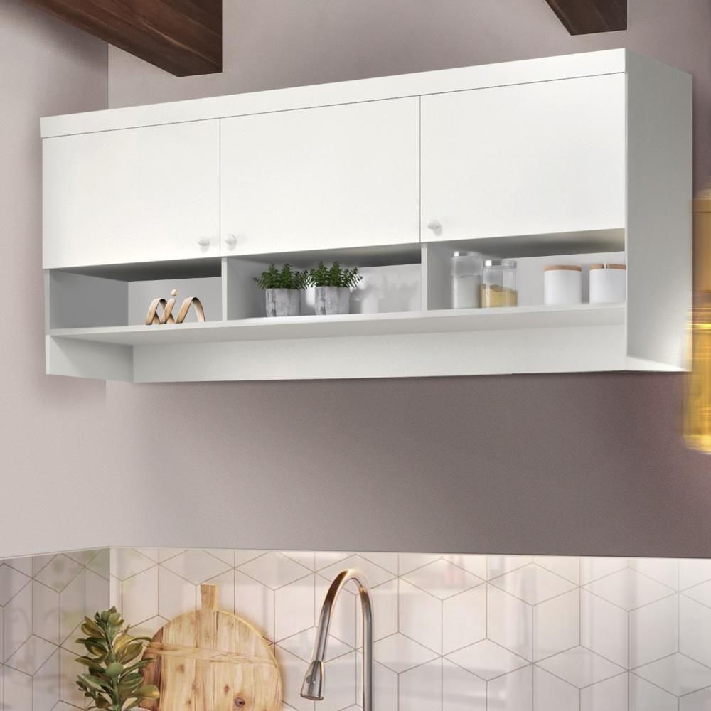Armário De Cozinha Branco Suspenso + Balcão 3 Portas Móvel