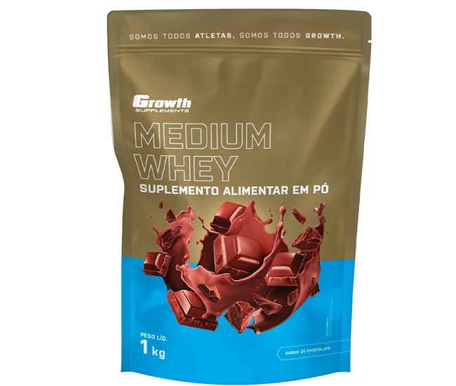 Whey Protein Medium 1kg Growth Supplementos - Chocolate
