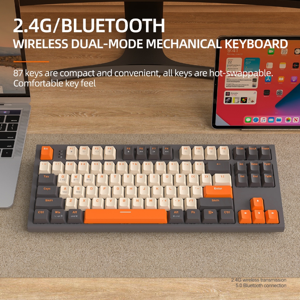 Teclado Mecânico Sem Fio Freewolf M88