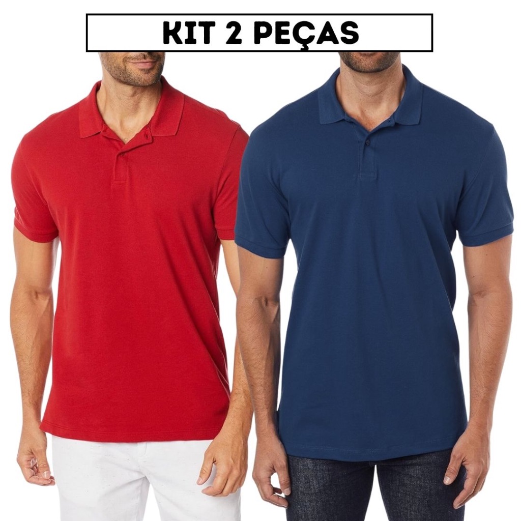 Kit 2 Camisas Polo Masculina Básica Piquet
