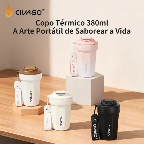 Copo Térmico Inox 380ml Com Tampa Para Café E Chá