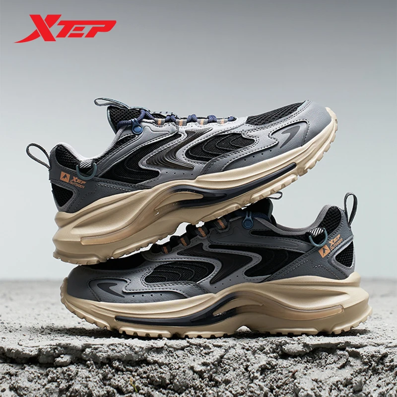 Xtep sapatos casuais para homens respirável sola grossa aumentada leve forte embrulho estilo rua sapatos esportivos 977