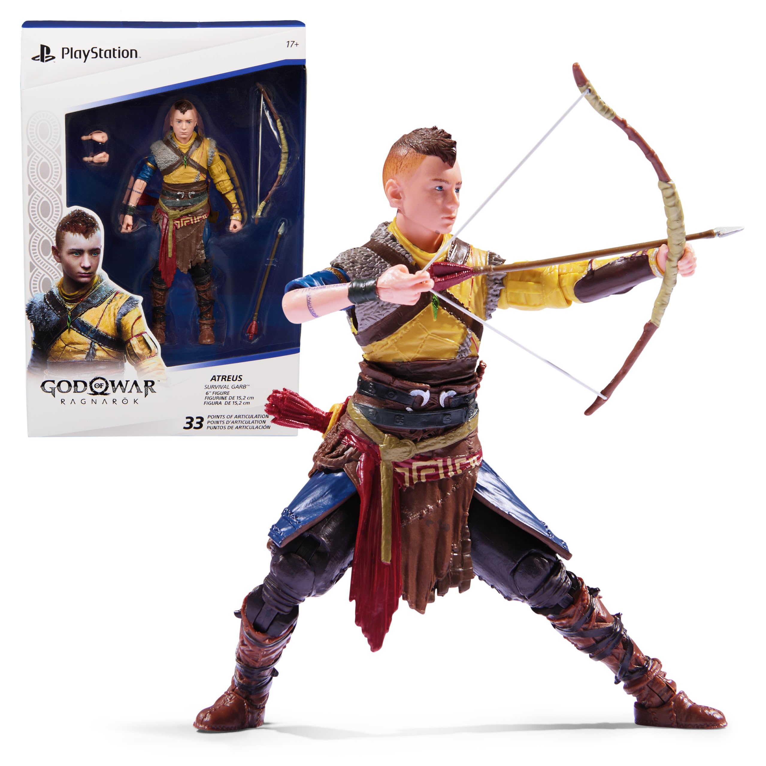 PlayStation God of War Ragnarok 6 Atreus Action Figure with 4 Accessories The Shapes Collection for PS5 Fans & Col