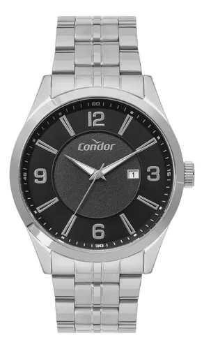 Kit Relógio Masculino Dia A Dia Co2115mwv/k4p Prata Condor Prata Preto