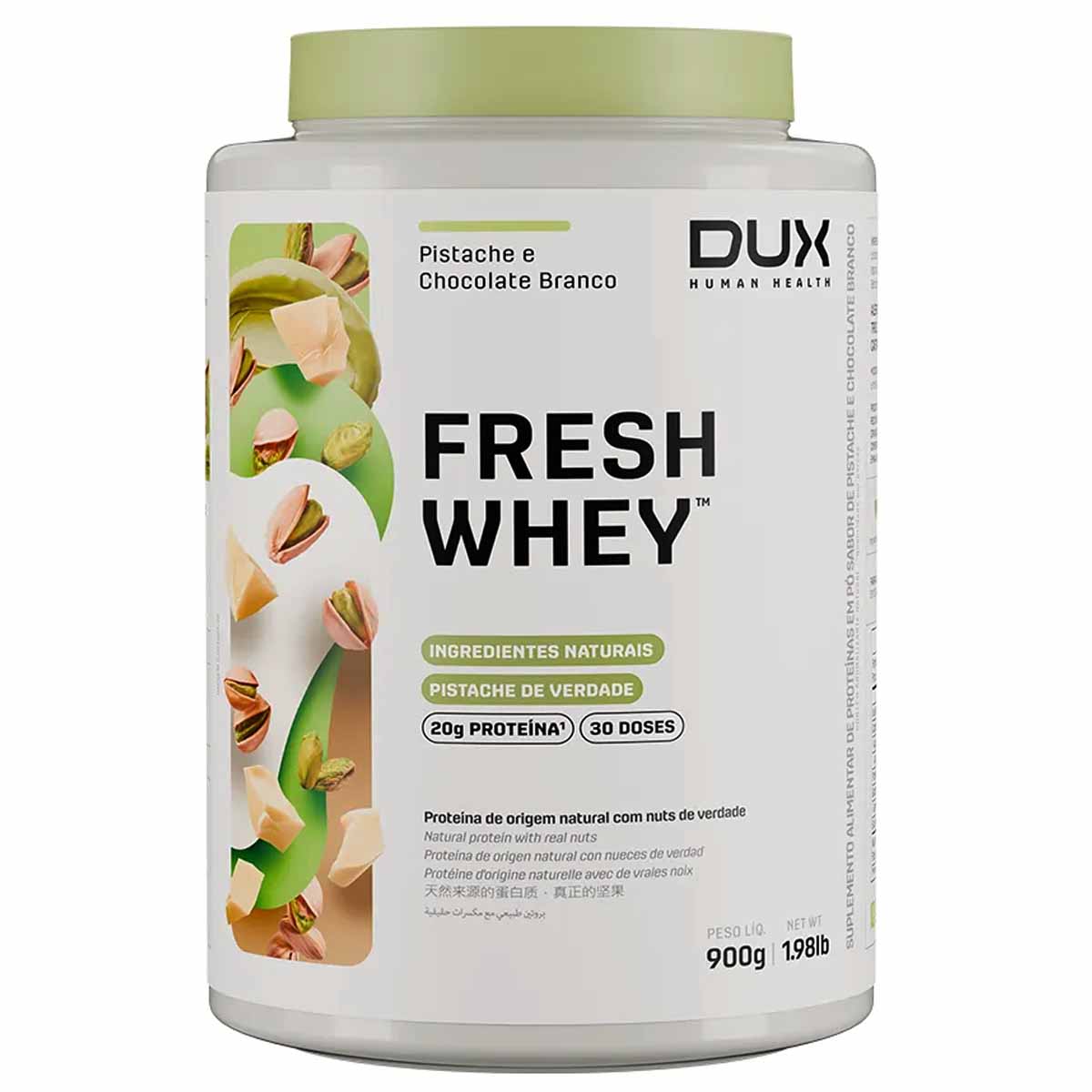 Whey Protein Fresh Whey DUX 900g Pistache Chocolate Branco