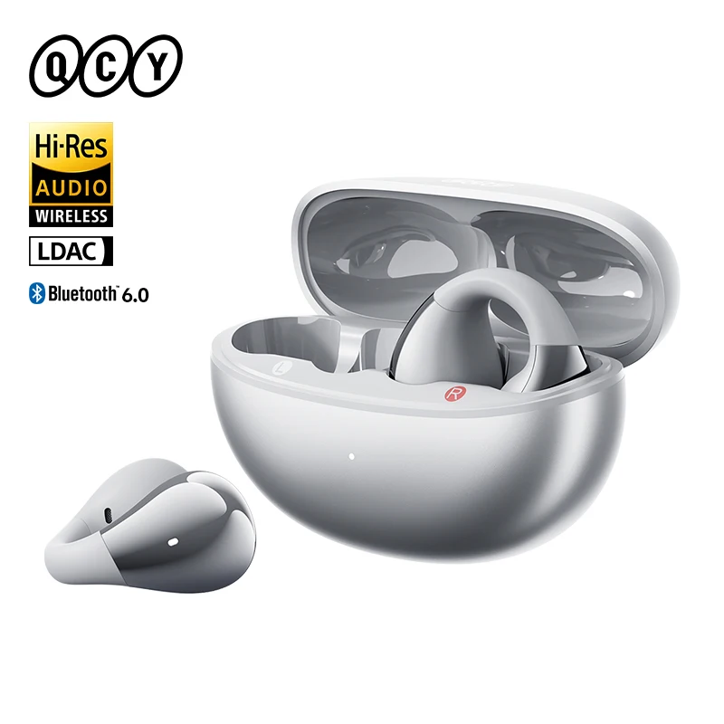 Fones de Ouvido Sem Fio QCY Crossky C30S BH24QT33A Bluetooth 6.0 com Clip de Orelha Hi-Res com Som Espacial LDAC Conex