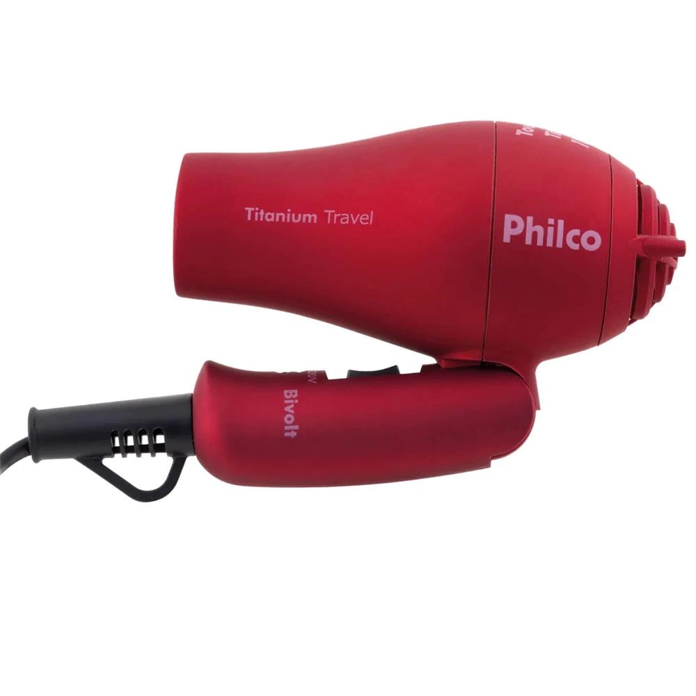 Secador De Cabelo Tatinium Travel 1000w Philco Bivolt Vermelho