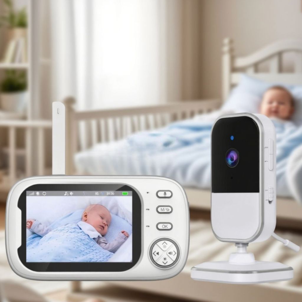 Babá Eletrônica com Monitor Visão Noturna Áudio Bidirecional Sensor de Temperatura Monitor Infantil Digital