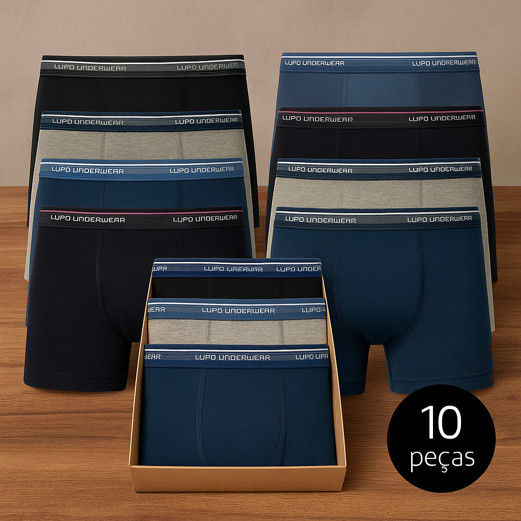 Kit 10 Cuecas Boxer Lupo Algodão Confortável Box Original