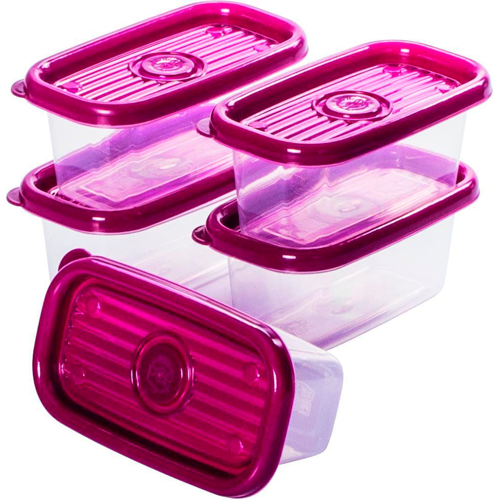 Plasútil Conjunto De Potes Retangulares Pop Pequeno Com 5 Uni 150 Ml Cada