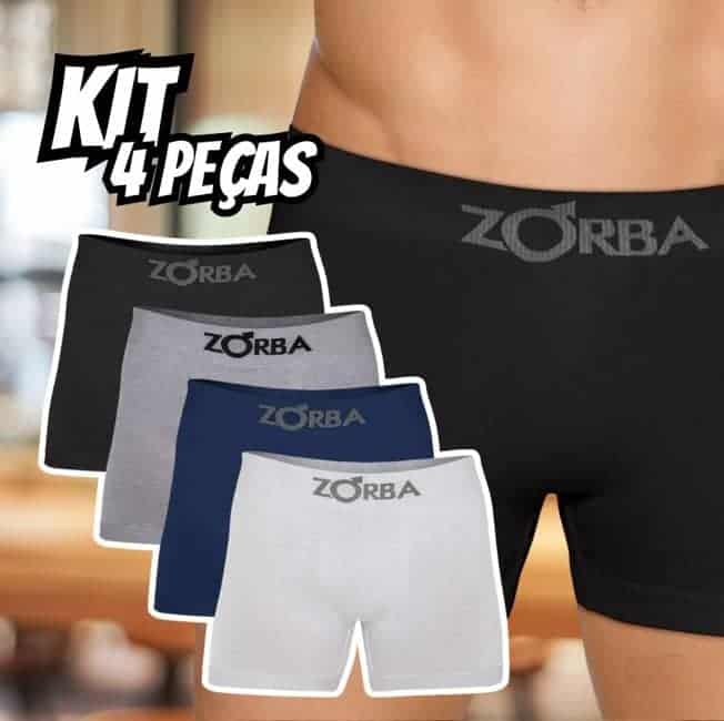 Kit 4 Cuecas Boxer Sem Costura Algodão Zorba