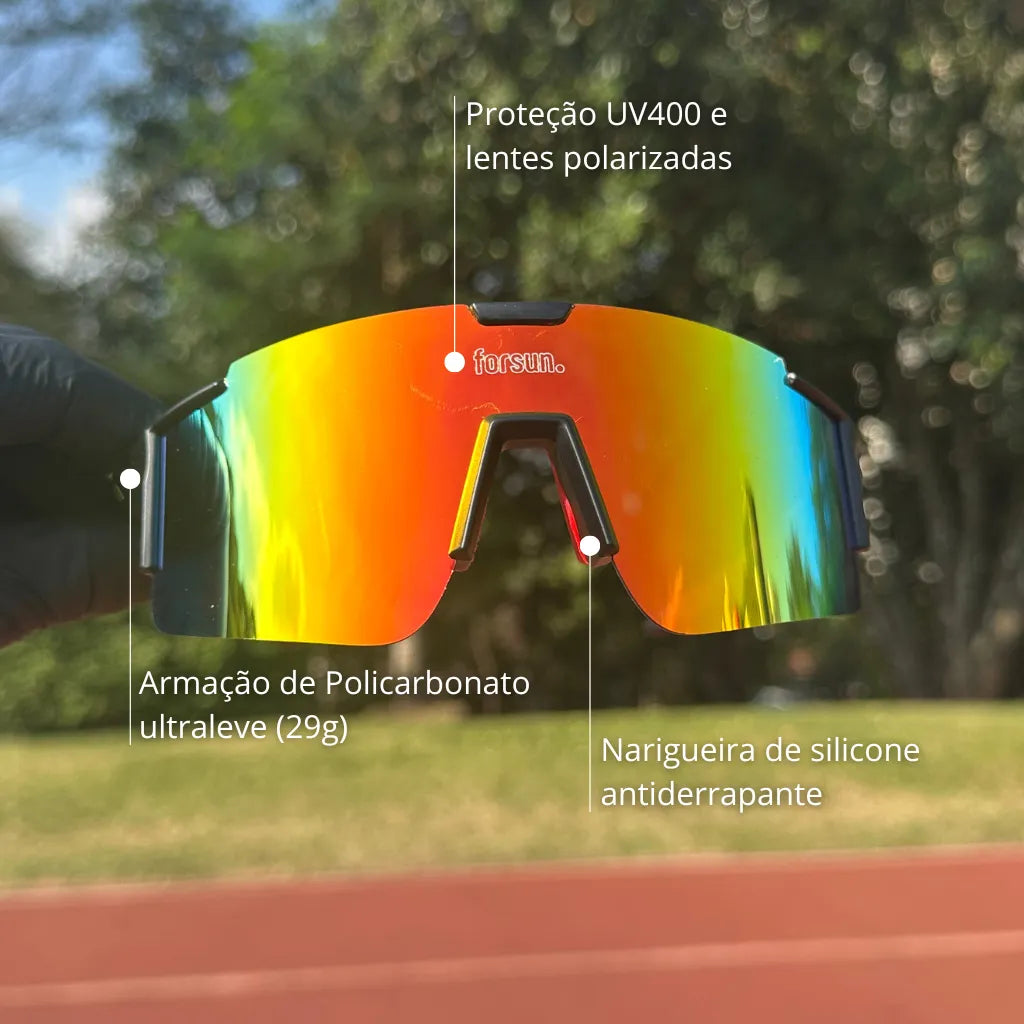 Óculos de sol esportivos polarizados para ciclismo com almofada nasal macia e antiderrapante lente de filme verdadeir