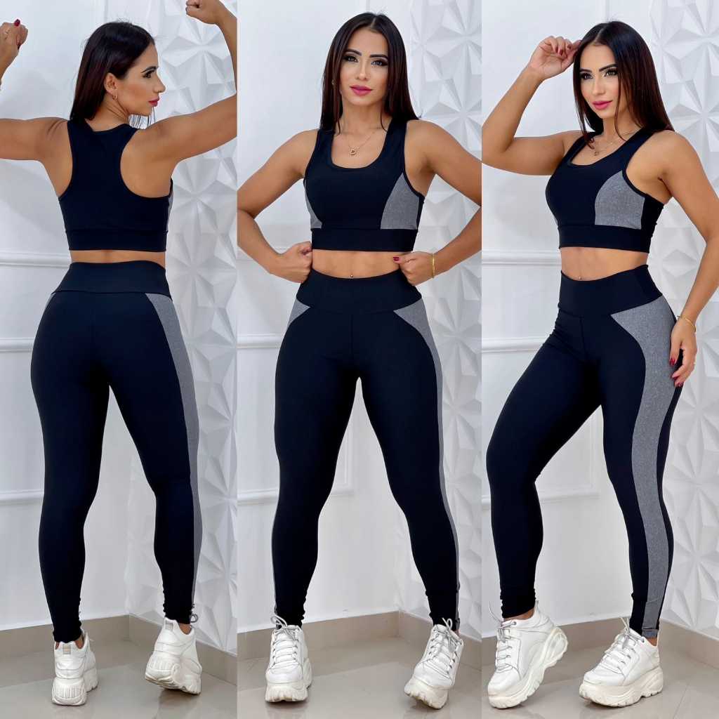 Roupa De Academia Conjunto Moda Fitness Feminino Calça E Top