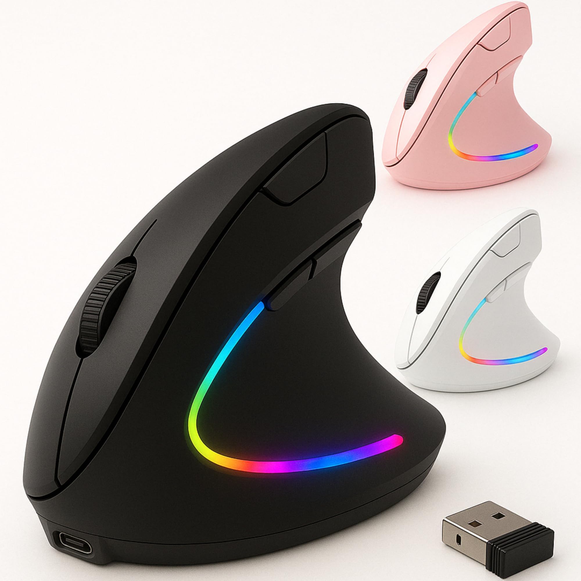 Mouse Vertical Ergonômico Sem Fio Recarregável