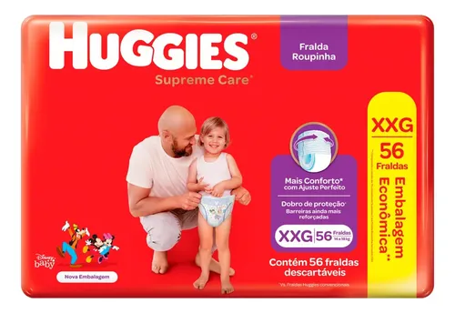 Fralda Pants Huggies Proteção Acolchoada, Tamanho M, 72 unidades, Estilo Roupinha, Cintura Macia, Fácil de Colocar