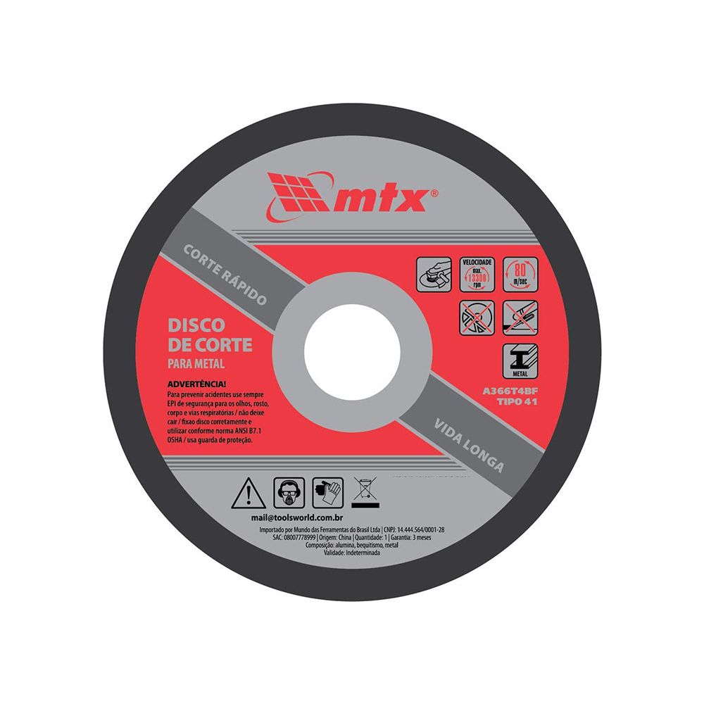 Disco Corte Inox Metal 115mm MTX