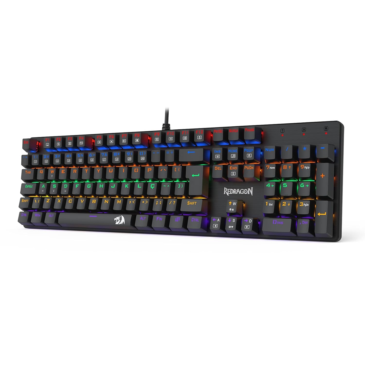 Teclado Mecânico Gamer Redragon Valheim Iluminação Rainbow Preto Switch Brown