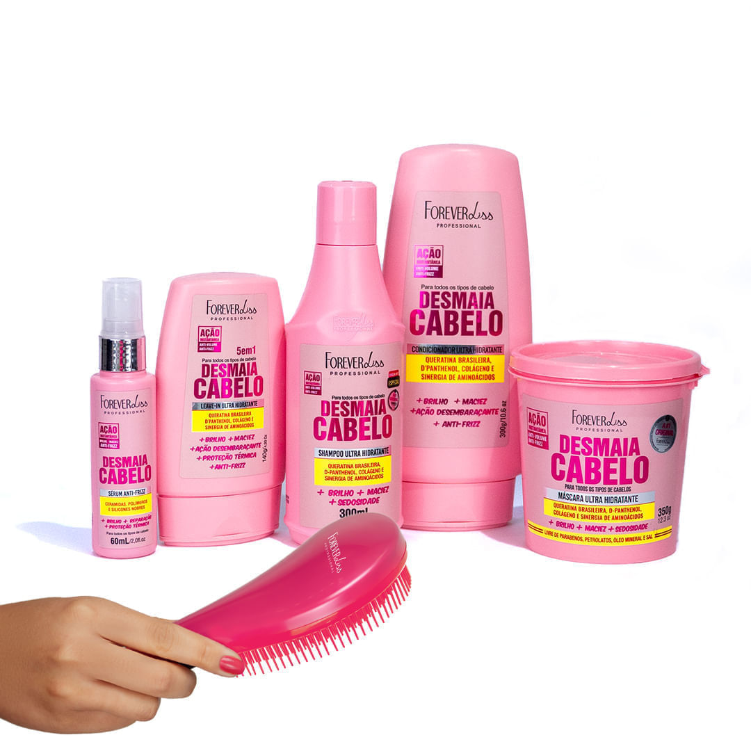 Kit Desmaia Cabelo Completo Forever Liss E Escova P/ Cabelo