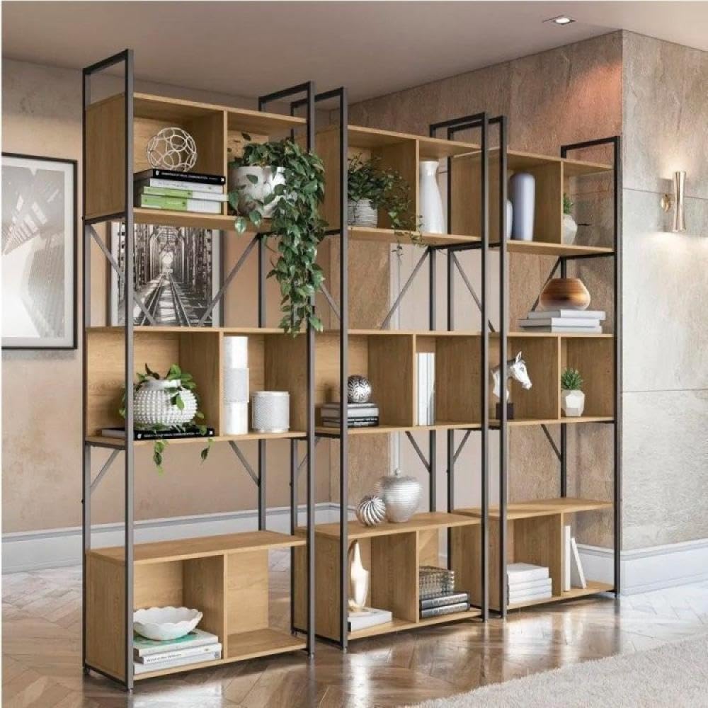 Conjunto 3 Estantes para Livros Industrial