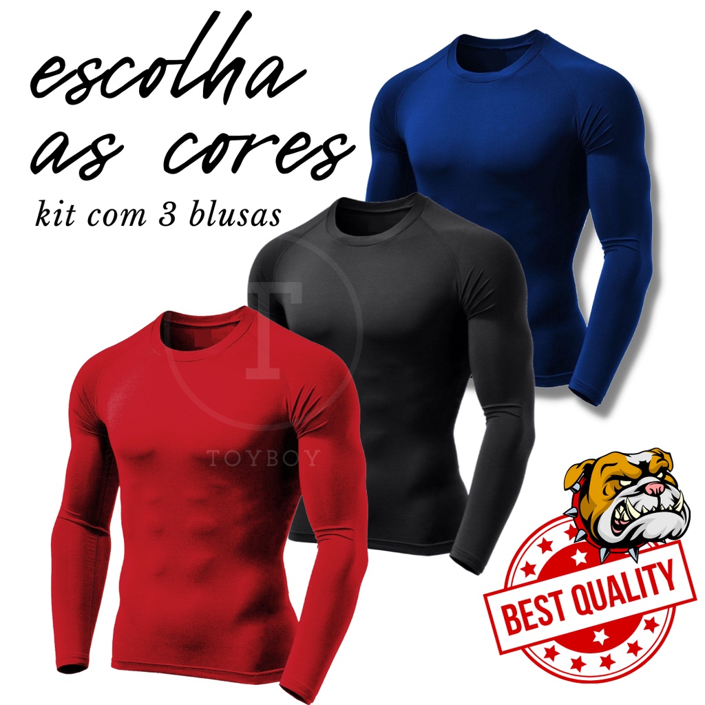 Kit 3 Camisas Uv 50 Segunda Pele Proteção Solar Unissex