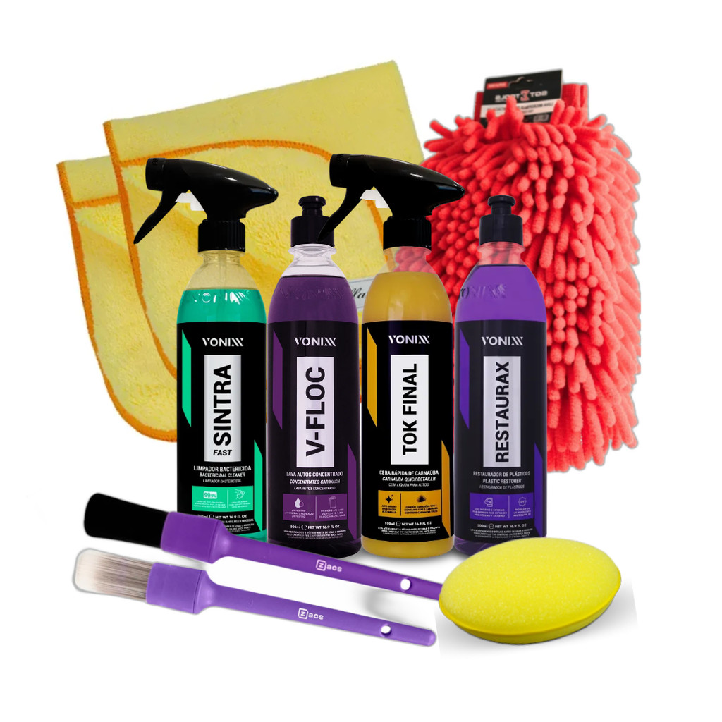 Kit Limpeza Automotiva Vonixx: V-floc, Restaurax