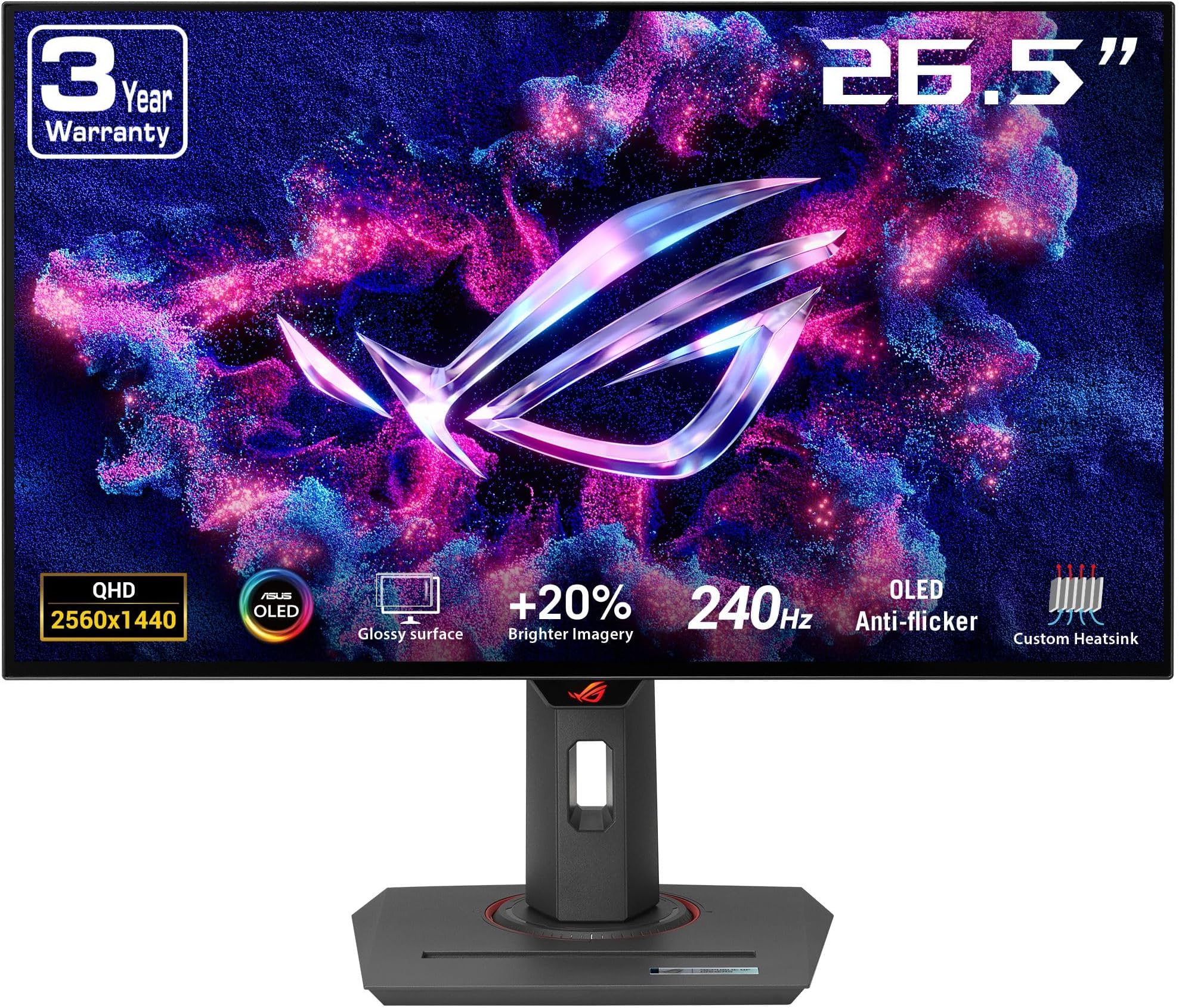 Monitor Gamer ASUS ROG Strix 27", QHD, 180Hz, 1ms, Fast IPS, VRR, G-Sync, FreeSync, HDR 400, Altura Ajustável