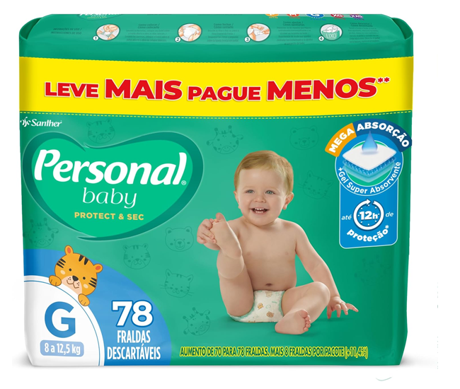 Fralda Personal Baby Protect & Sec Grande Promo - 78 Unidades