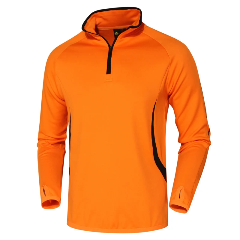 Esportes ao ar livre masculino escalada caminhadas manga longa gola zip-up de secagem rápida respirável suor-absorvent