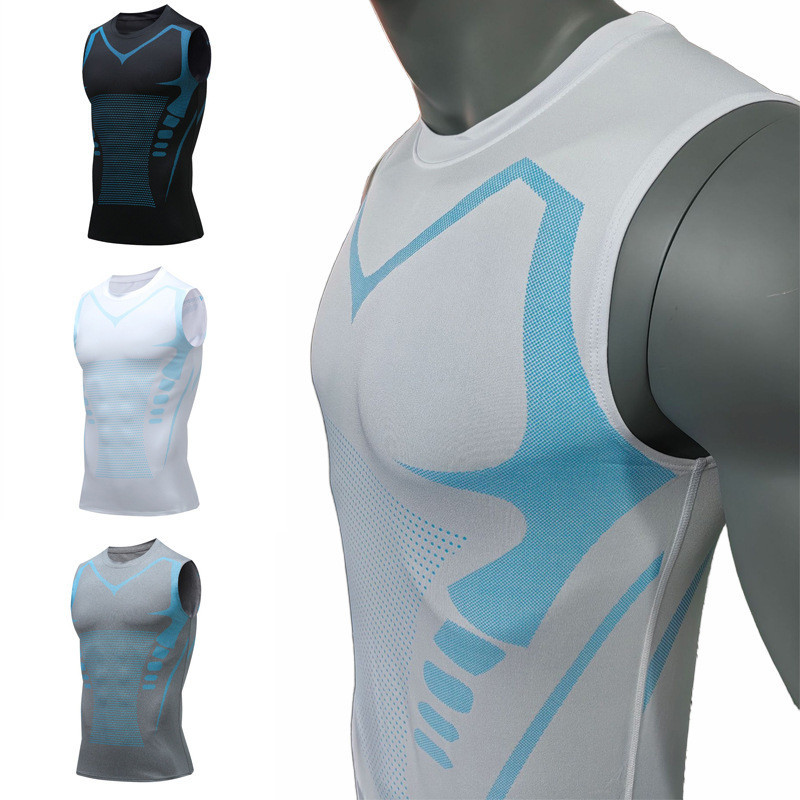 Camiseta Sem Mangas para Corrida Masculina Camiseta de Compressão Elástica para Verão Top Masculino para Academia