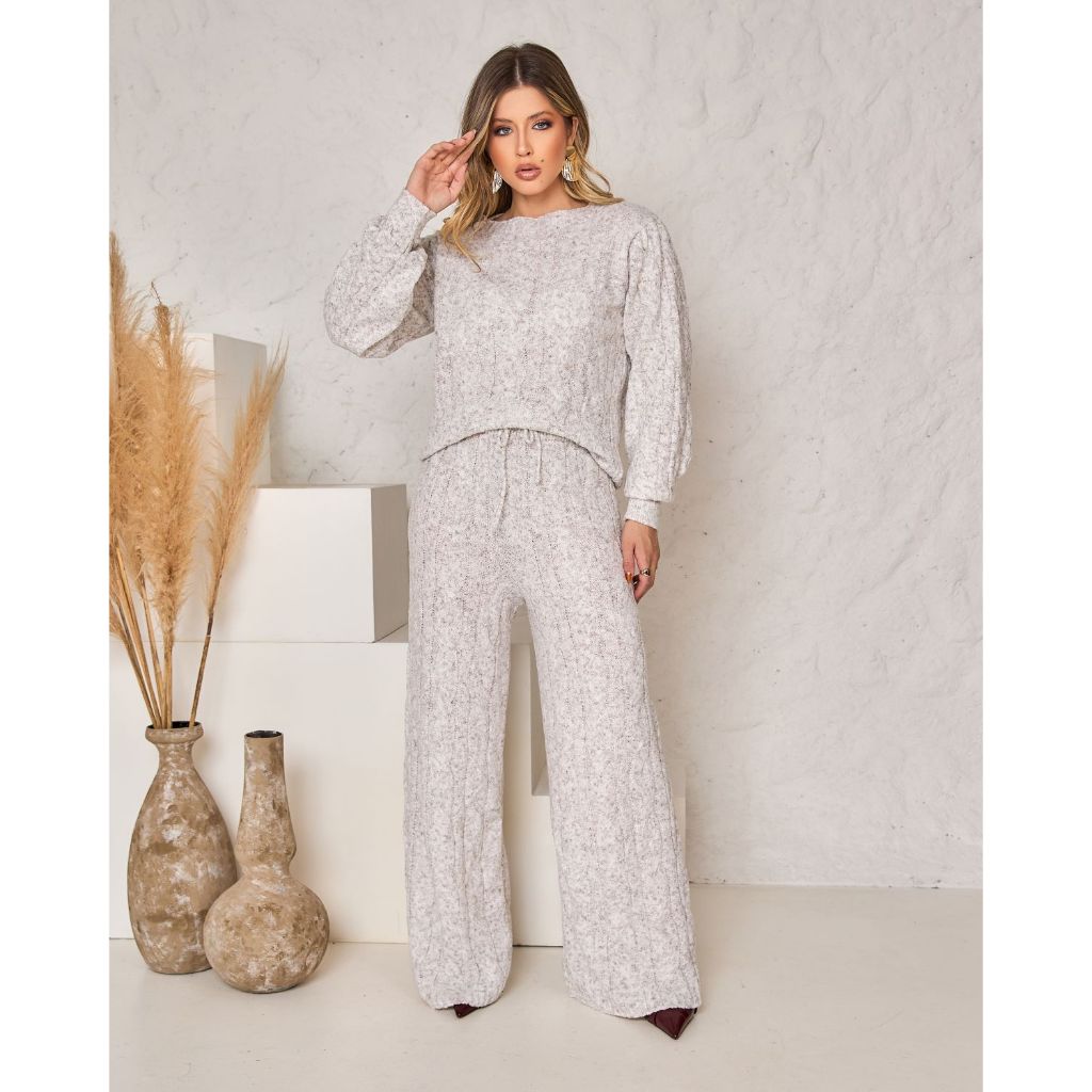 Conjunto De Frio Feminino Roupa De Inverno Blusa E Calça