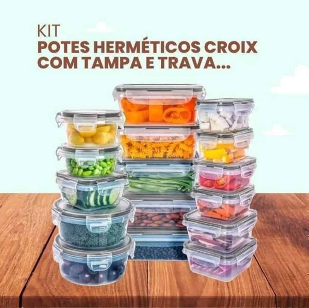 Conjunto 16 Potes Herméticos Tampa e Trava